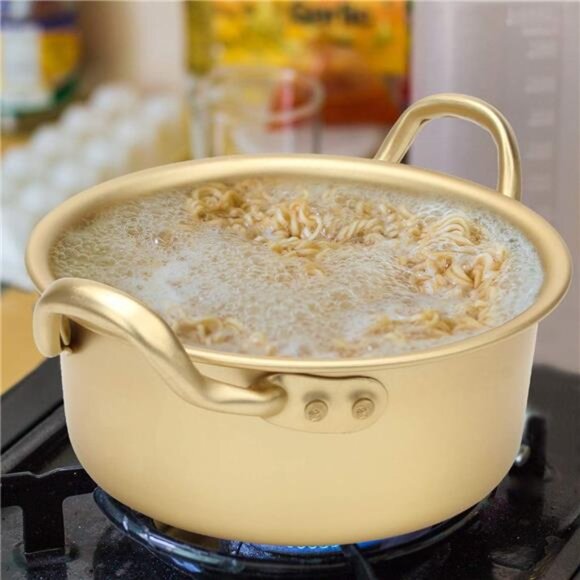 AHIER Ramen Pot, Korean Ramen Cooking Pot With Lid Spoon and Chopsticks - Picture 6 of 7